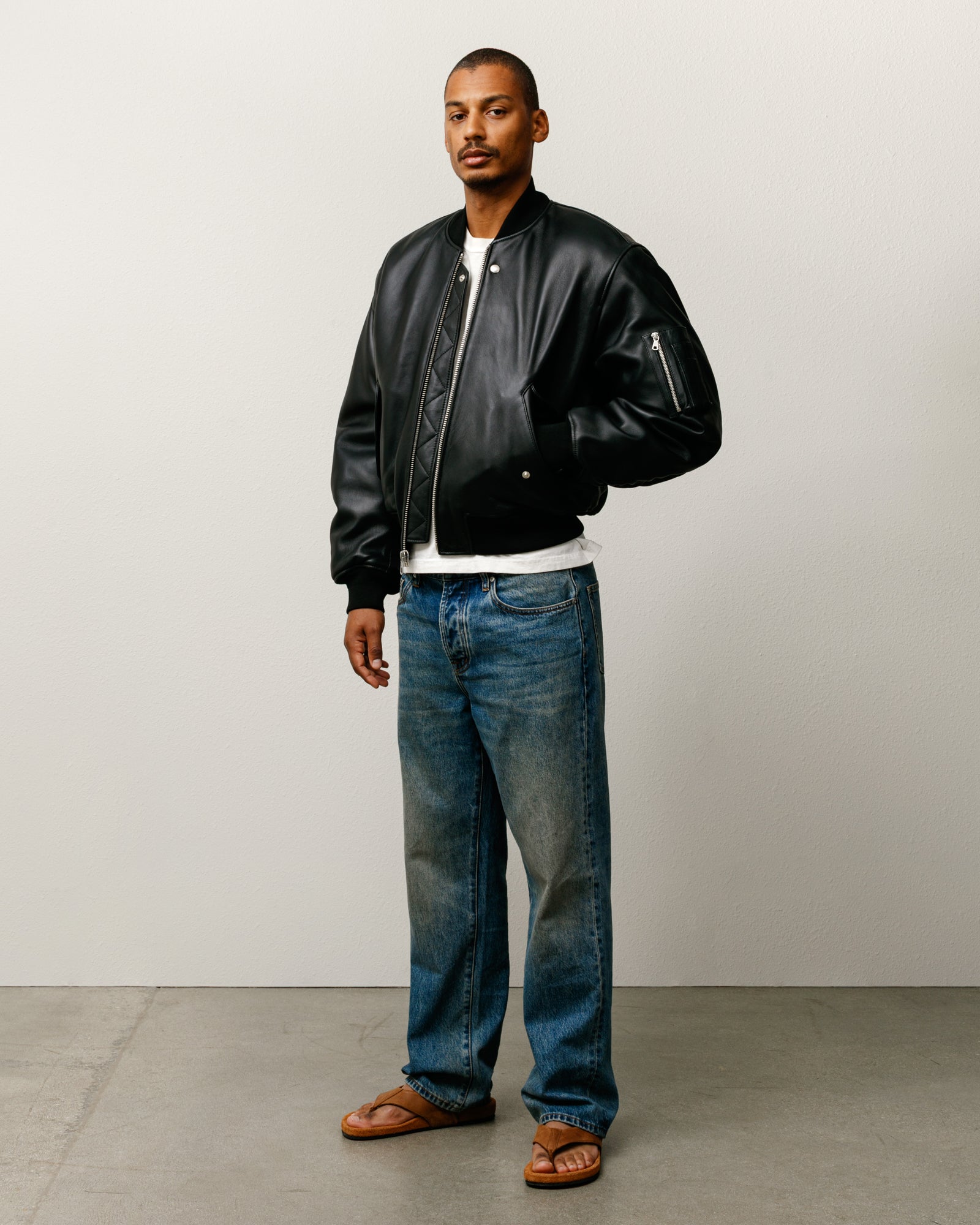 LEATHER BUILT BOMBER - Image 2
