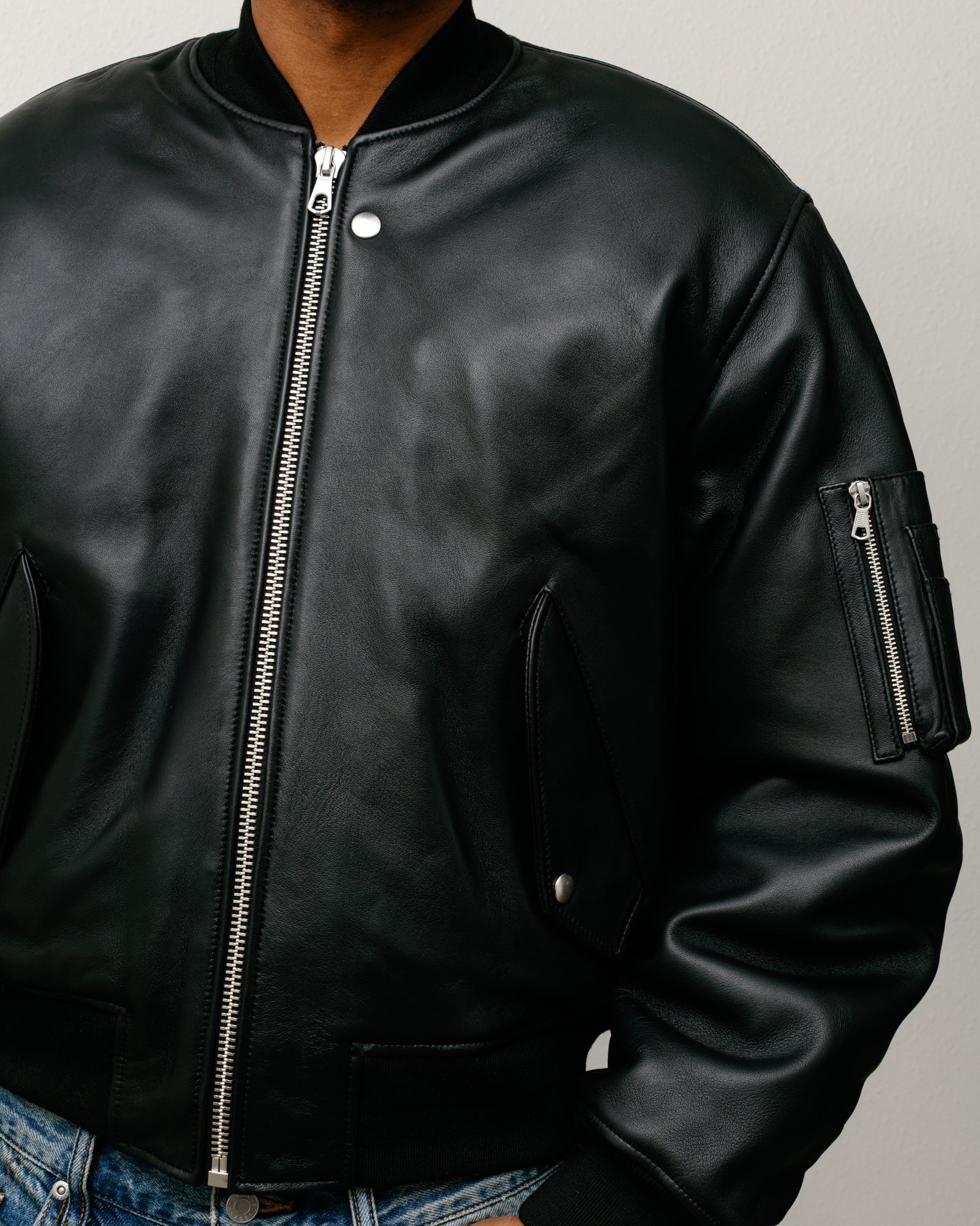 LEATHER BUILT BOMBER - Image 3