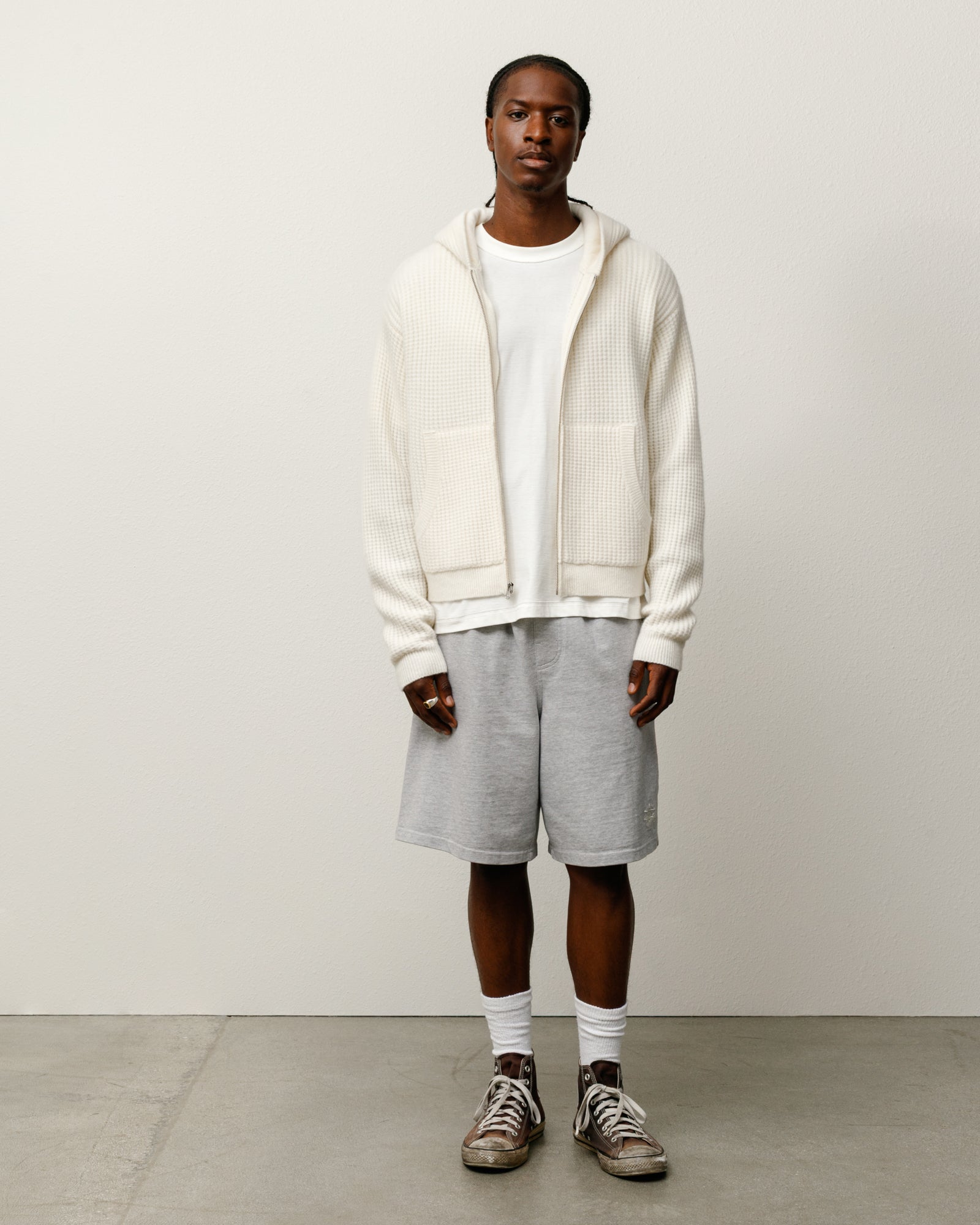 WAFFLE CASHMERE ZIP HOODIE - Image 3