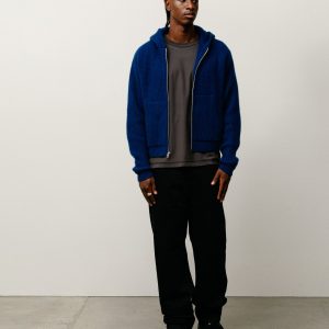 WAFFLE CASHMERE ZIP HOODIE