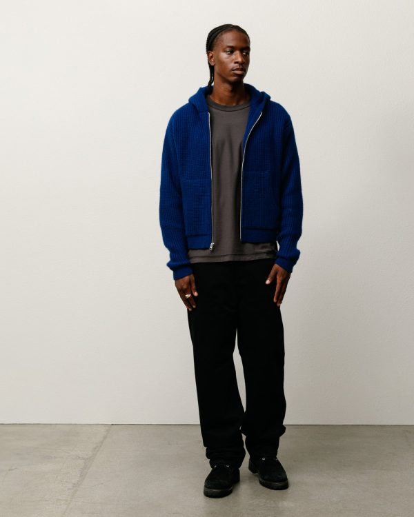 WAFFLE CASHMERE ZIP HOODIE