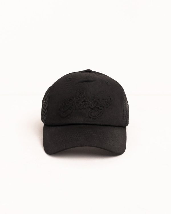 WAXED TRUCKER CURSIVE STITCH SNAPBACK