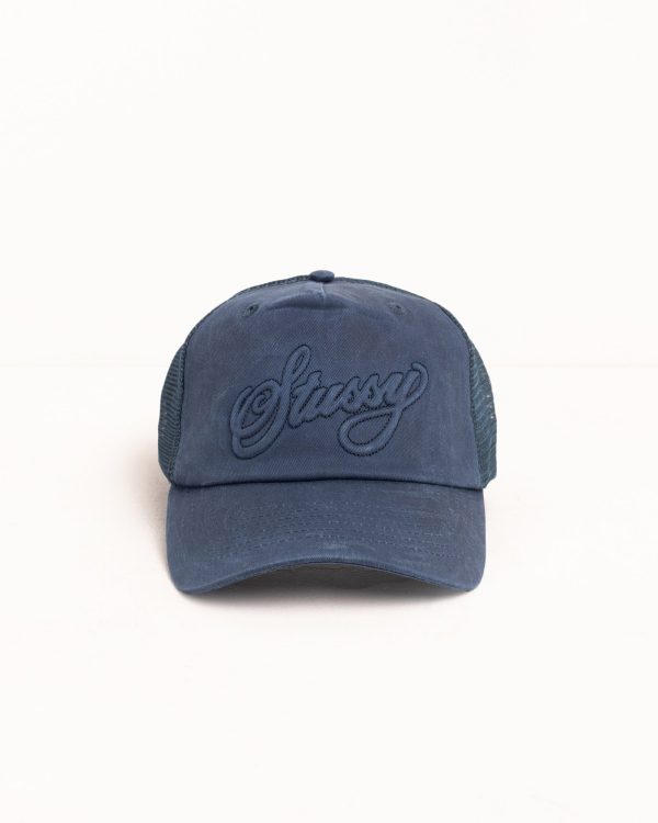 WAXED TRUCKER CURSIVE STITCH SNAPBACK
