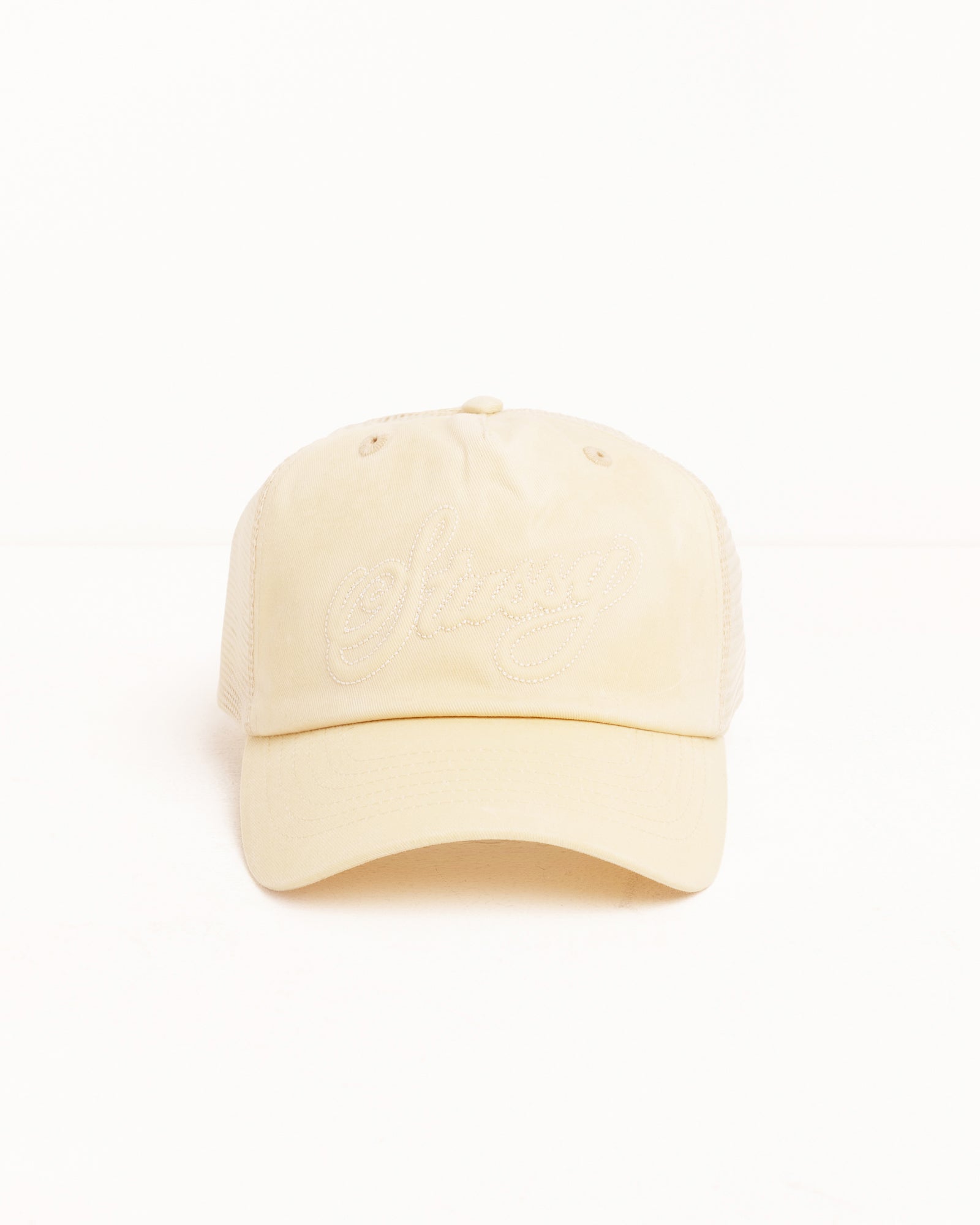 WAXED TRUCKER CURSIVE STITCH SNAPBACK